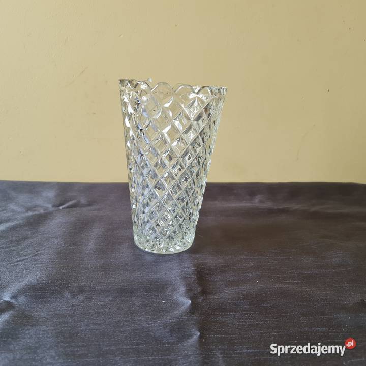 Szkalny wazon z grubego szkła okres PRLu Warszawa