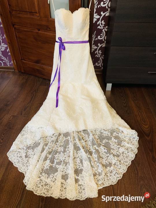 Piękna suknia ślubna z hiszpańskiej KORONKI 2 Mysłowice