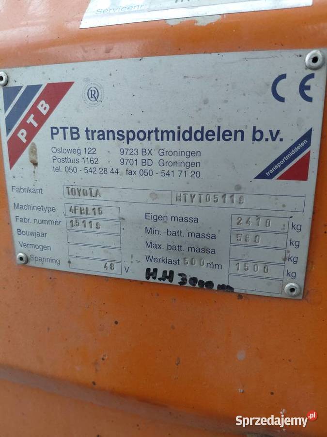 Wuzek widłowy toyota elektryczny