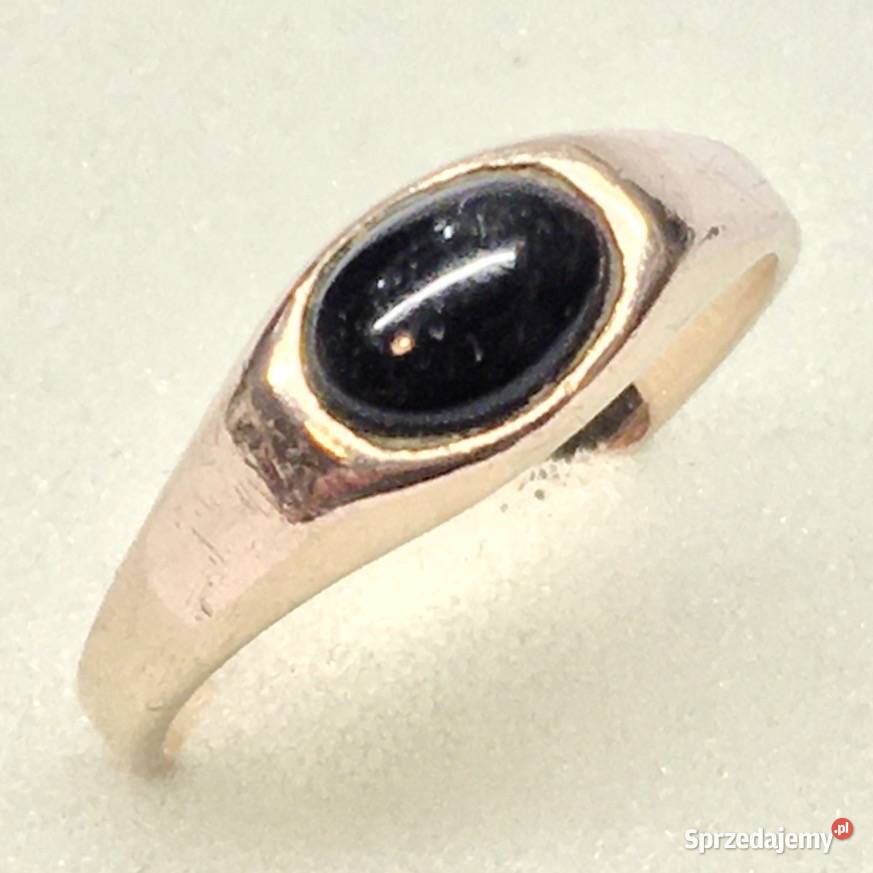 Złoty PIERŚCIONEK damski 585 14K cudowny ONYKS Warszawa