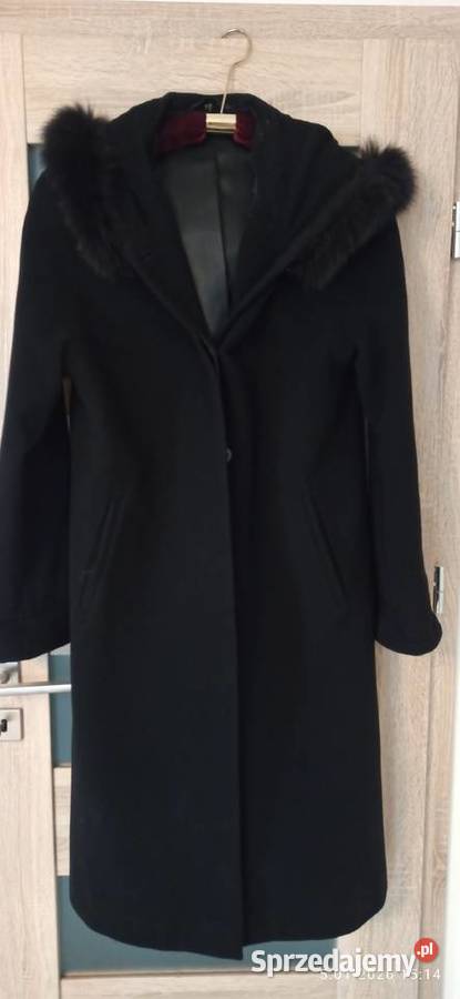 Elegancki czarny płaszcz damski z wełną i Kraków