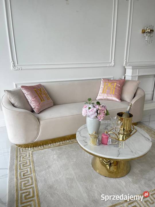 Sofa glamour ekskluzywna do salonu beżowa złota Warszawa sprzedam