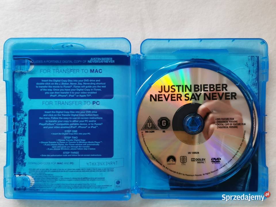 Justin Bieber Never Say Never Bluray DVD En 2011 łódzkie Wytrzyszczki