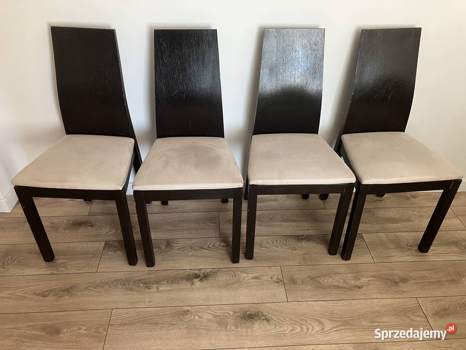 4 krzesła PaMilano drewniane ciemne z jasna Warszawa