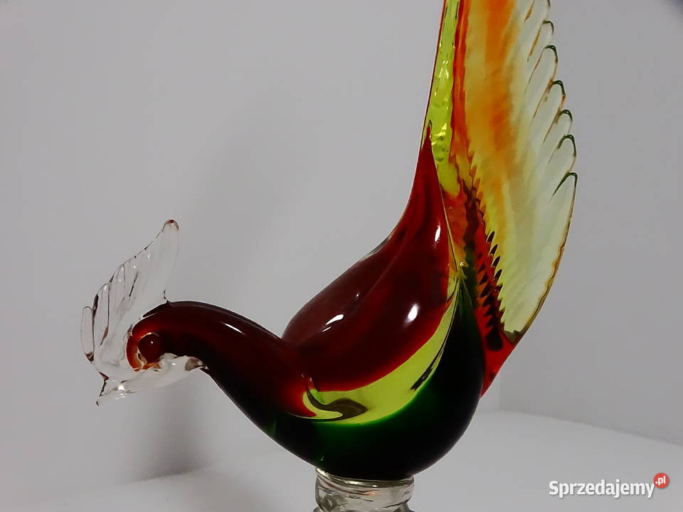Szklana figurka koguta rajski ptak zwierzę lubelskie