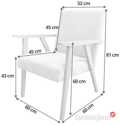 Sztruksowy fotel wypoczynkowy Retro PRL różne Tarchały Małe