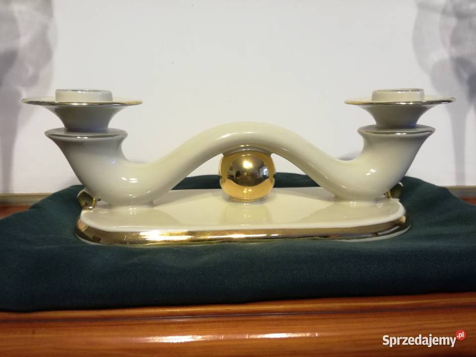 Przepiękny stary świecznik Hertel Jacob Bavaria biały Jastrzębie-Zdrój