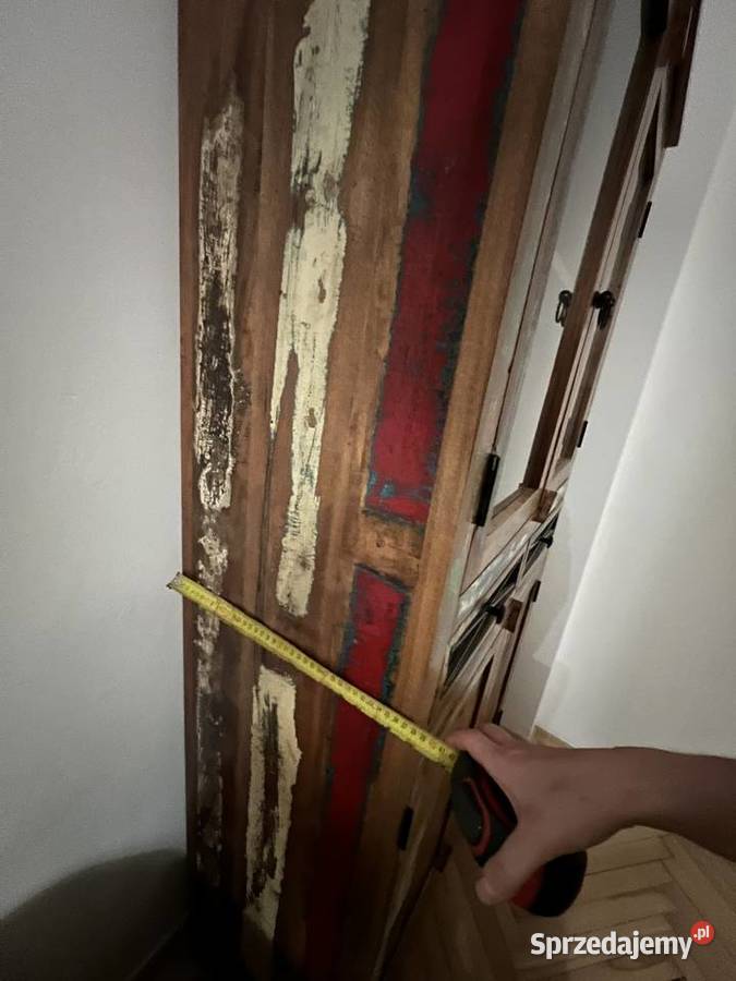 Kredens witryna drewniana drewno recyklingowe 87cm śląskie
