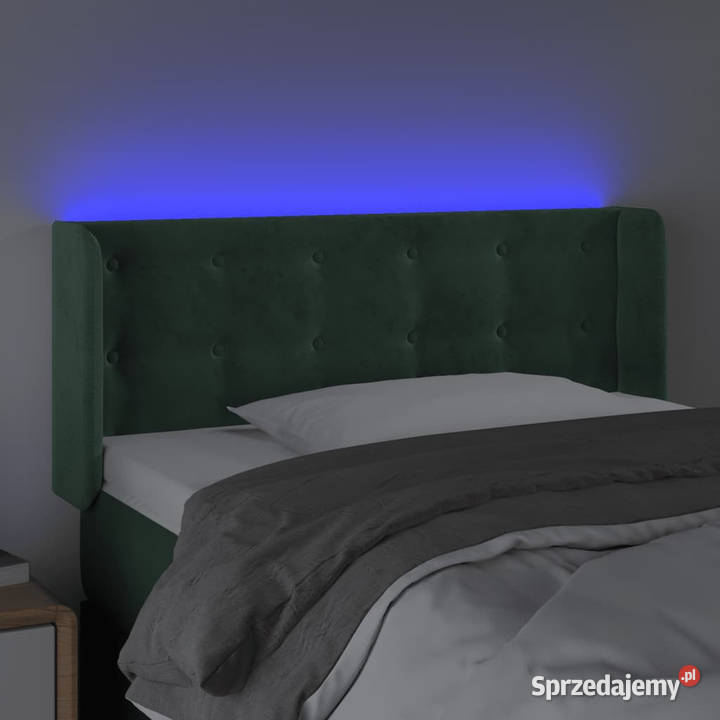 Zagłówek do łóżka z LED ciemnozielony