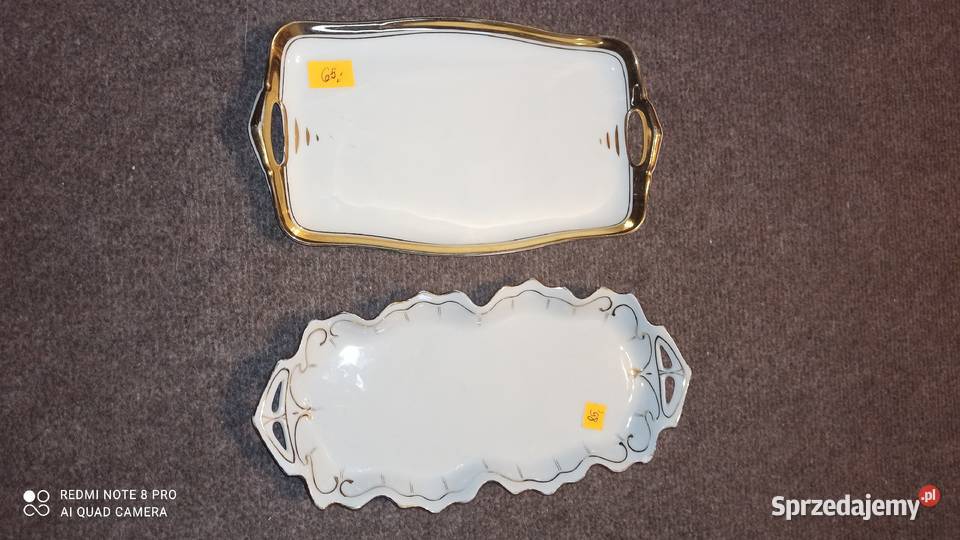 Paterka z białej porcelany ze złotem Matowy spód Porcelana i szkło Gdańsk