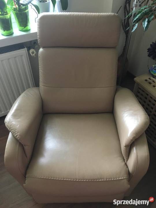 Skórzana sofa z funkcją spania dwa fotele z brązowy/beżowy Kraków