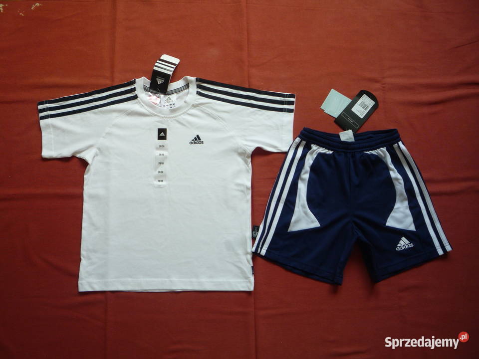 Nowy Adidas 140 Komplet Koszulka Spodenki Szorty niebieski