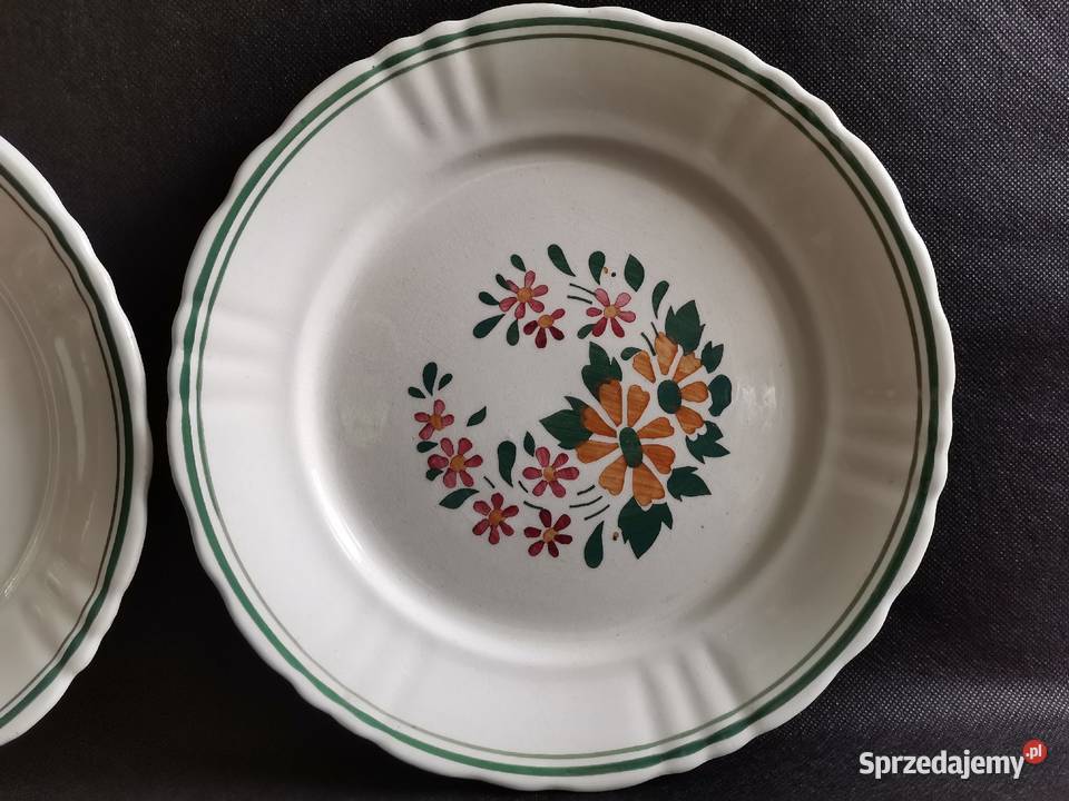 Stary fajans Włocławek 2 duże talerze lata 40 te Porcelana i szkło Katowice