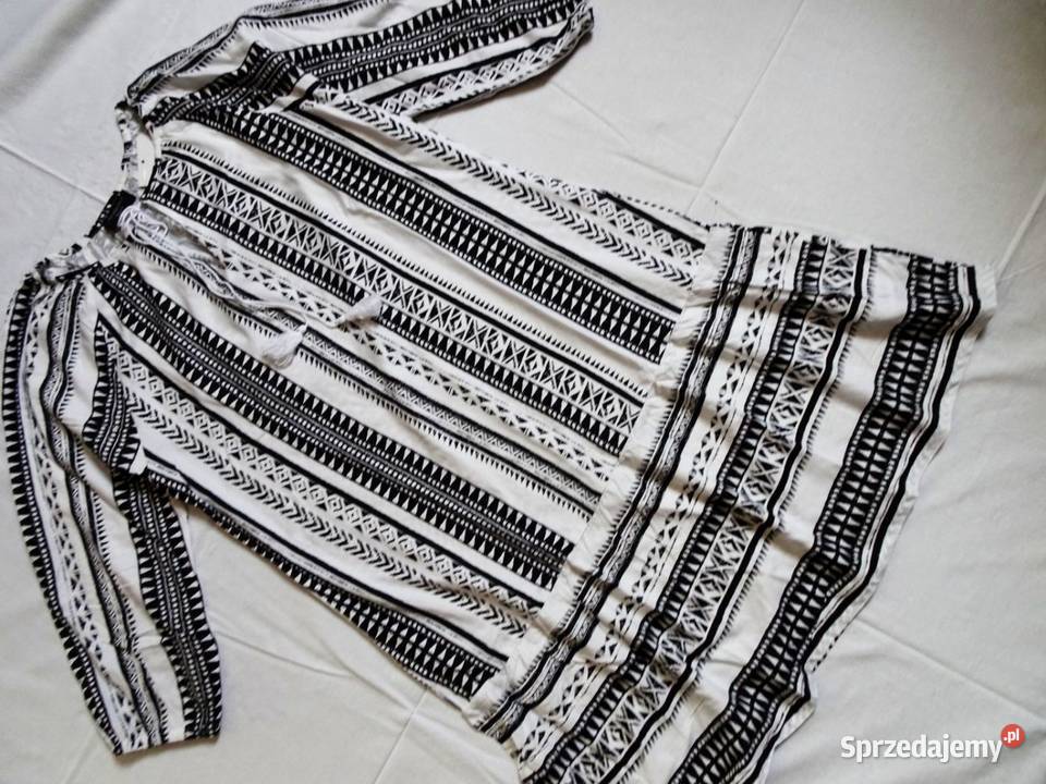 Sukienka biało czarna wiosna lato viscose 40 L