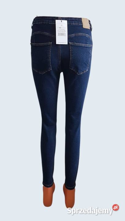 Damskie granatowe bawełniane spodnie rurki Chrzanów