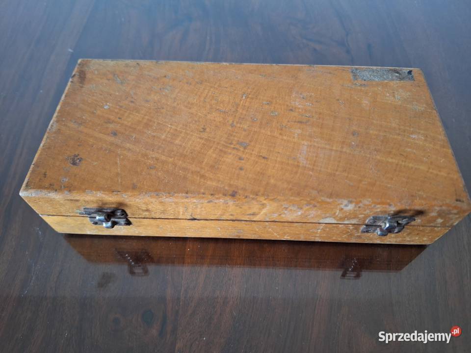 Zestaw odważników niemieckich w drewnianym etui Gdańsk