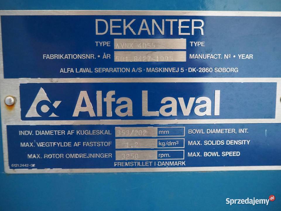 Alfa Laval AVNX 4055 Separator Wirówka Krotoszyn sprzedam