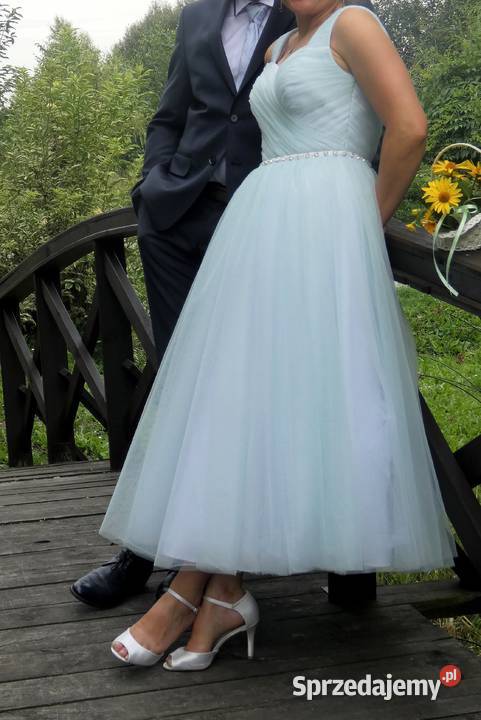 Sukienka na szelkach tiulowa zielona