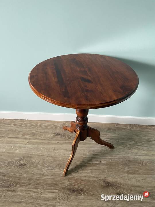 Stolik okrągły kawowy stół drewniany solidny 68cm
