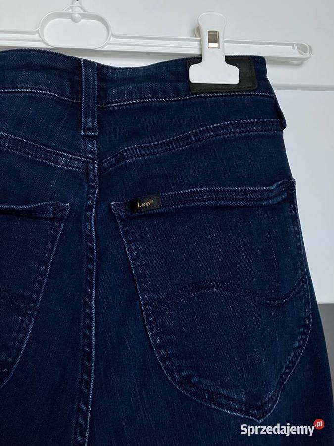 Granatowe jeansy Lee wysoki stan rurki skinny Nisko sprzedam
