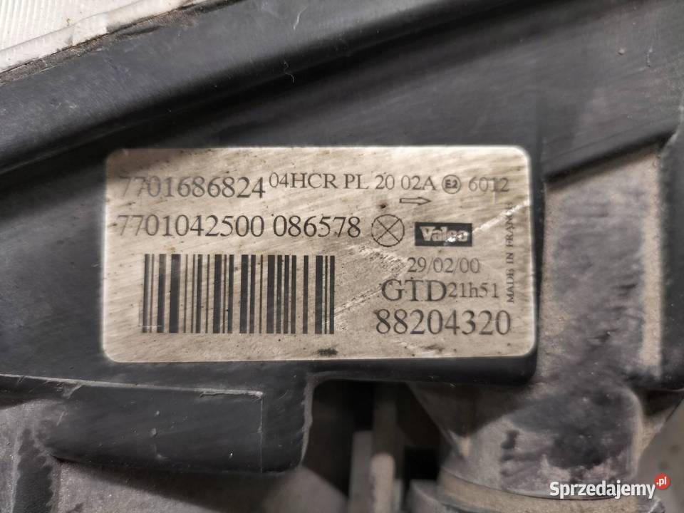 LAMPA PRZÓD LEWA EU 7701686824 7701042500 Rok produkcji 2000