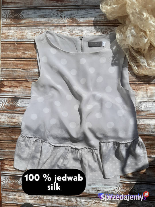 Jedwabna bluzka top z baskinką 100 jedwab r38