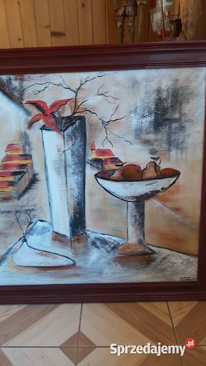 Obraz olejny kobieta i martwa natura wielokolorowy warmińsko-mazurskie