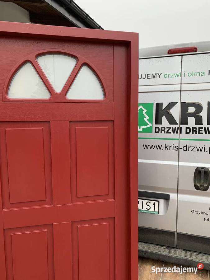 Drzwi zewnętrzne słoneczko ocieplane 7 czerwone