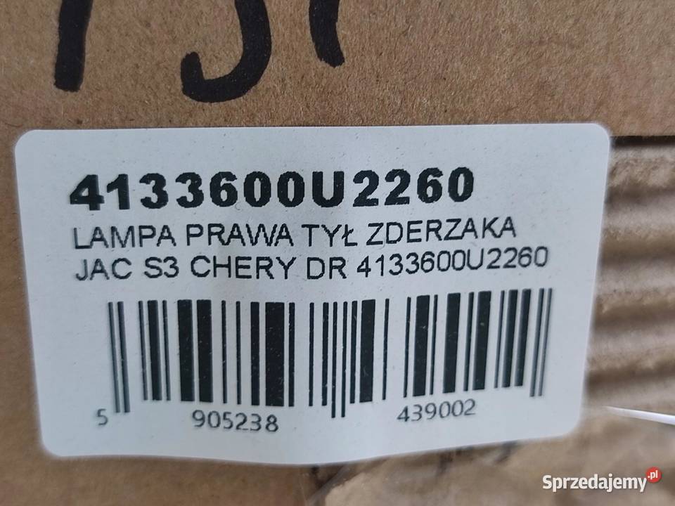 LAMPA ZDERZAKA PRAWY TYŁ JAC S3 DR DR 4 2016
