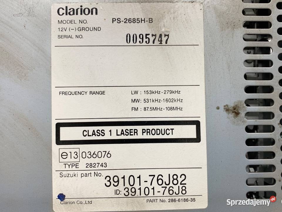 RADIO SUZUKI JIMNY III 3910176J82 ODTWARZACZ