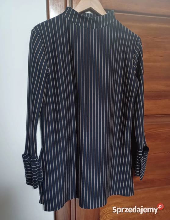 Bluzka długa tunika granatowa w paski elegancka Rozmiar 38(M) Rzeszów