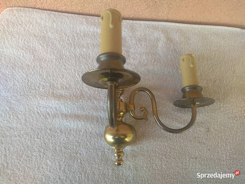 mosiężny kinkiet ścienny wzorowany na świecznik Warszawa