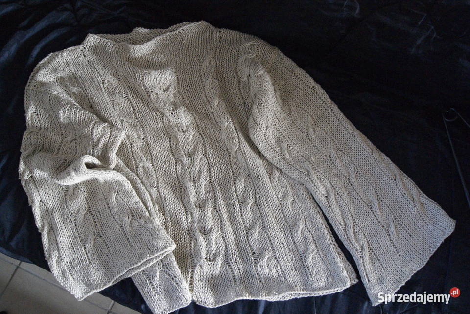 Ciepły swetr bluza czysty len rękodzieło Łódź