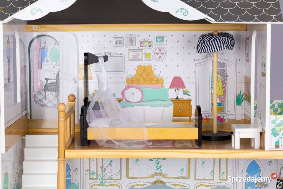 Duży drewniany domek lalek winda mebelki Bielsk Podlaski