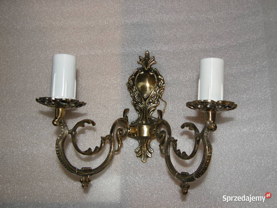 Kinkiet Mosiężny Podwójny Zdobiony Złoty Iżyk Bydgoszcz