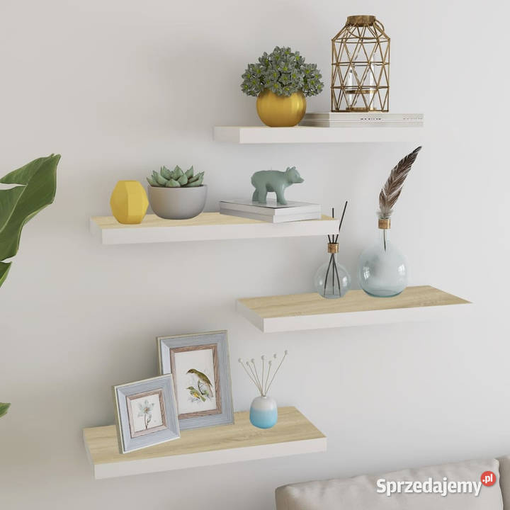 Półki ścienne 4 kolor dębu i biel 60x235x38 MDF mazowieckie Warszawa sprzedam