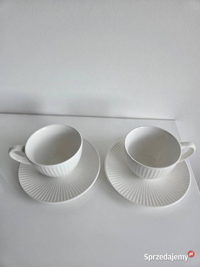 2 białe filiżanaki ze spodkami 150 ml Pepco Home Liszki
