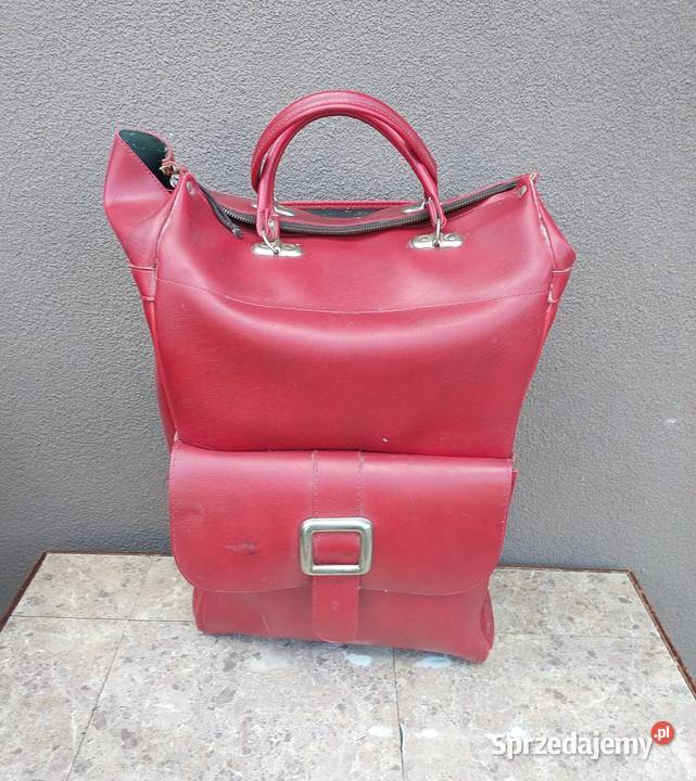 6 Stara torba duża czerwona PRL dekoracja