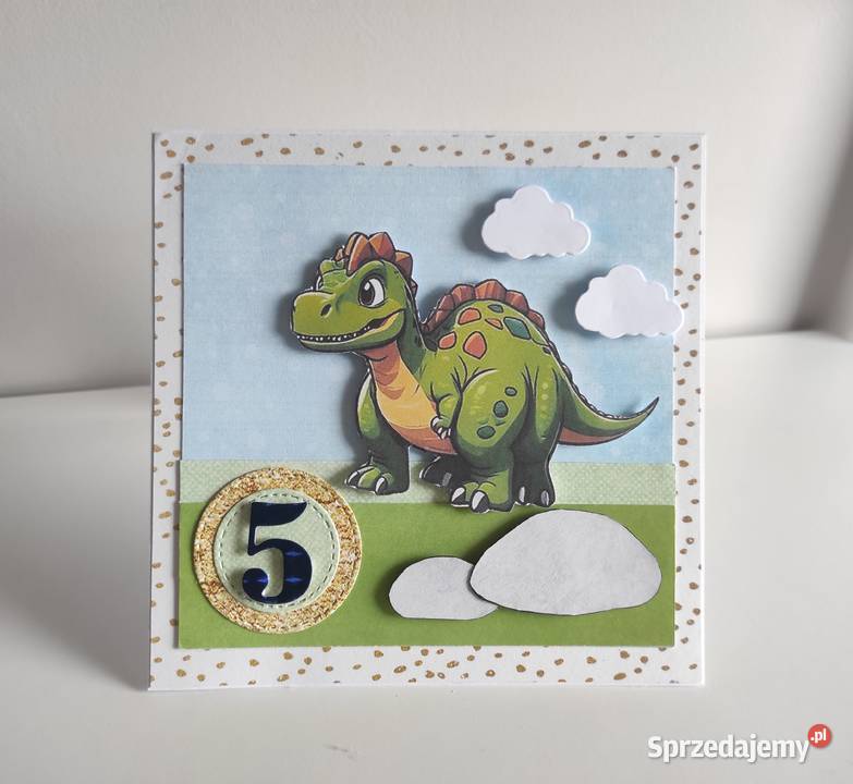 Kartka ręcznie robiona na urodziny z dinozaurem łódzkie Łódź sprzedam