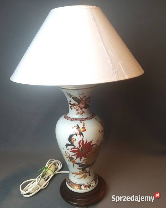 Porcelanowa lampa stołowa kwiaty Limoges Francja lata 70te