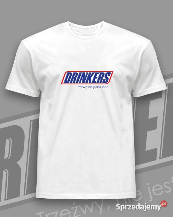 Tshirt męski koszulka z nadrukiem DRINKERS Odzież codzienna Poznań