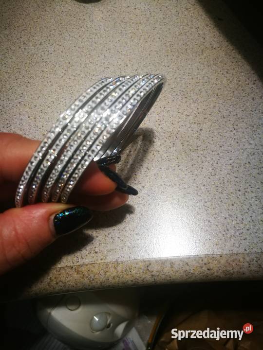 Bransoletka koło sztywna stal cyrkonie kryształy Warszawa