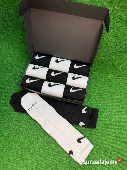 Nike Wysokie Białe Czarne Skarpety Boks 9 par Opole