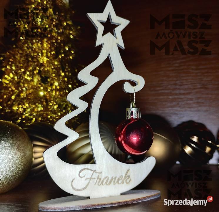 Choinka z czerwoną bombką 15 reklama drobiazg Racot