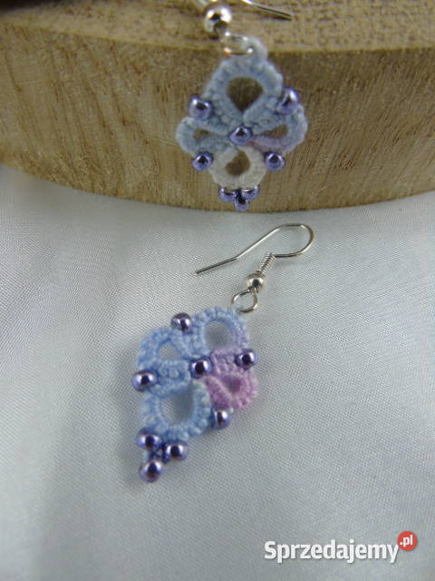 Kolczyki frywolitkowe różne wzory i kolory Wiśniowa