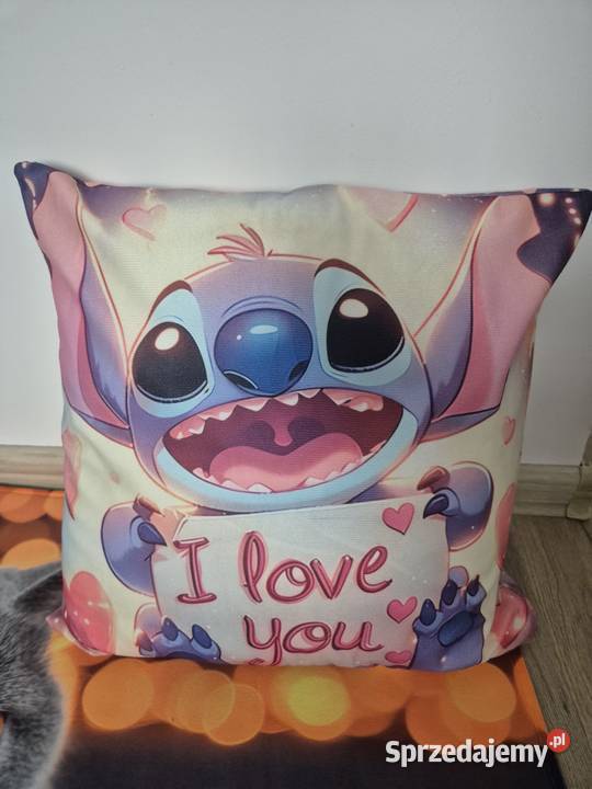 Nowy komplet poduszka z poszewką Stitch I love wielokolorowy Wrocław