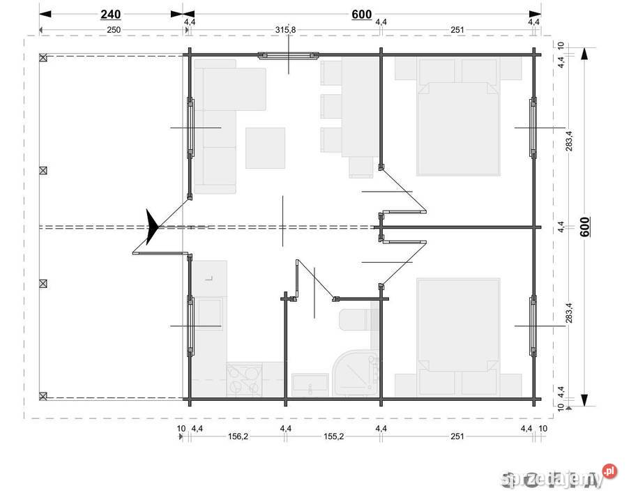 DREWNIANY DOMEK LETNISKOWY SOFIA 32 M2 Mrągowo
