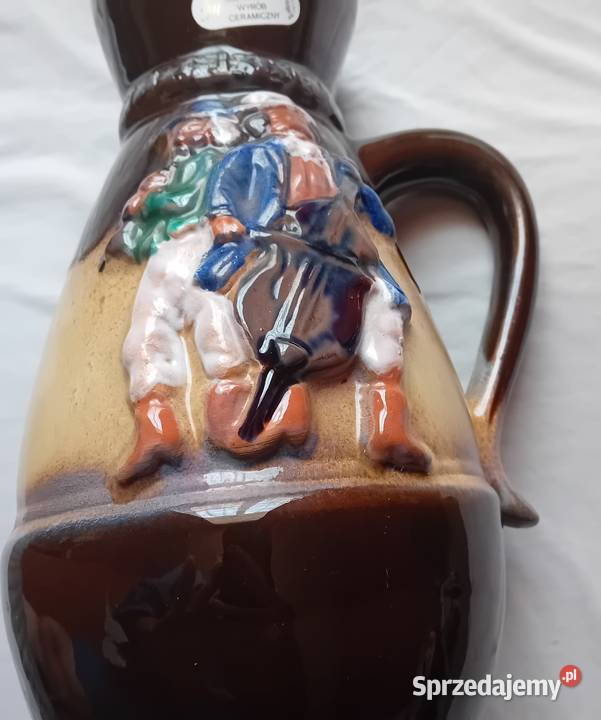 Ceramiczny szkliwiony dzbanek Spnia Usługa Koźminek