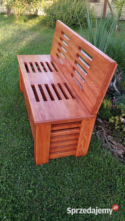 Skrzynia ze składanym odchylonym oparciem ławka Ławki świętokrzyskie