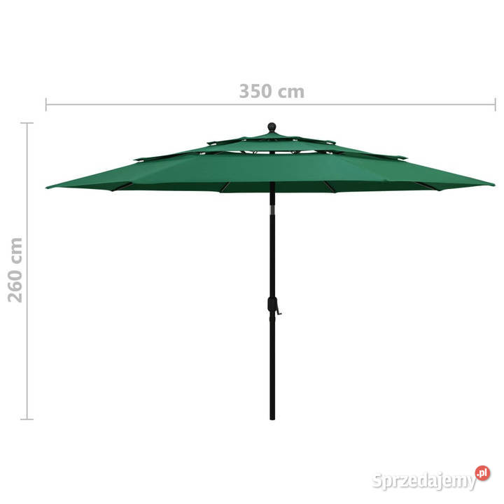 3poziomowy parasol na aluminiowym słupku zielony Pozostałe Warszawa